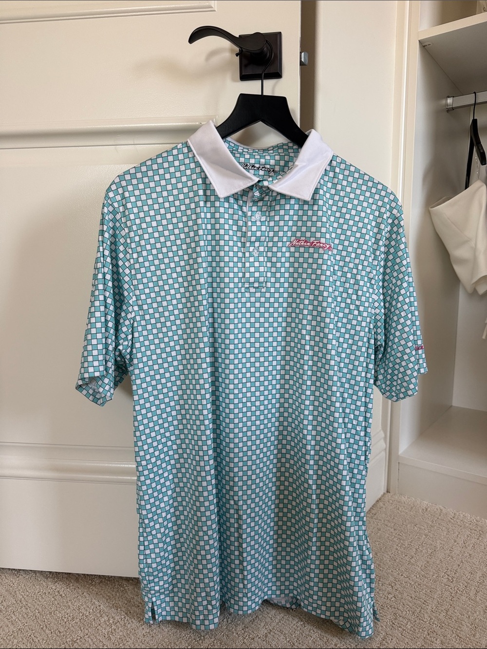 Men's Polo Golf Shirt with White Collar
